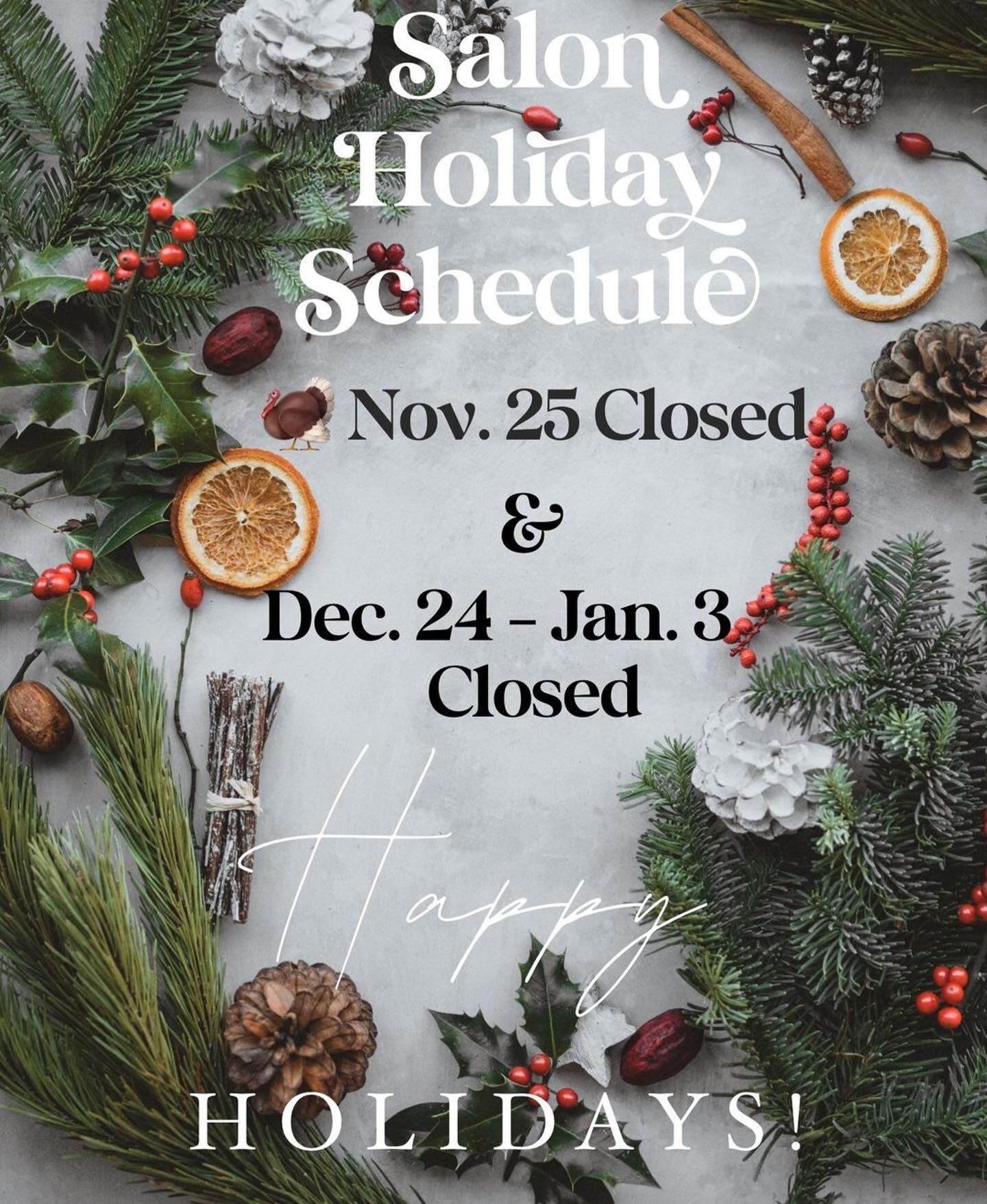 Holidays are in full swing! 🦃🎄BOOK YOUR RESERVATIONS NOW! AT THESALONONLINEBOOKING.COM
#linkinbio 
&bull;
&bull;
&bull;

#paulmitchell #pmtakehome #oldsmar #oldsmarsalon #oldsmarstylist #stylist #haircut #haircolor #balayage #blonde #barber #menscu