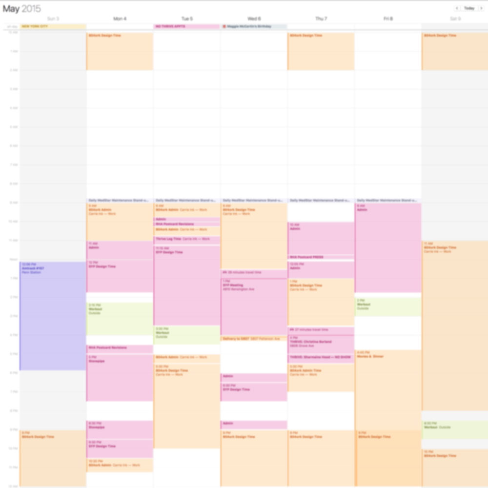 The bad: Those measly little green areas? Yeah, those were my blocks of free time—also known as working out. Ugh.