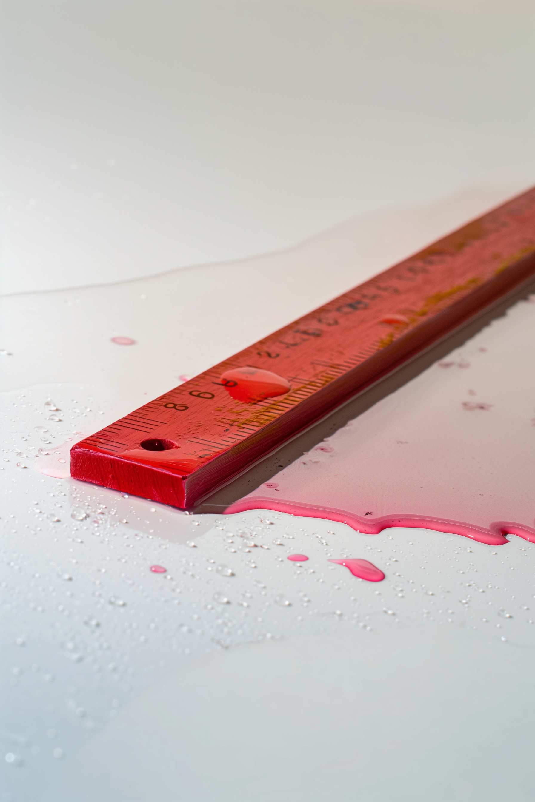  Red Ruler Bleeds Into Puddle 