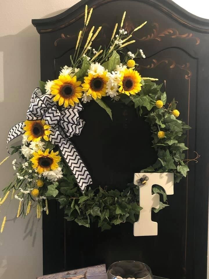 Sunflower Wreath With Letter 