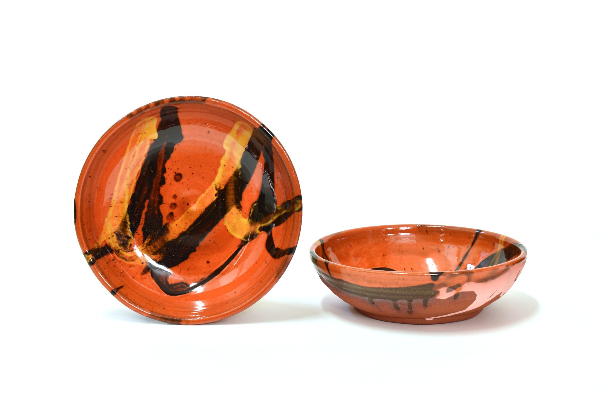   Pasta Bowl , single-fired terracotta, coloured slips, honey glaze, ⌀: 20 cm 