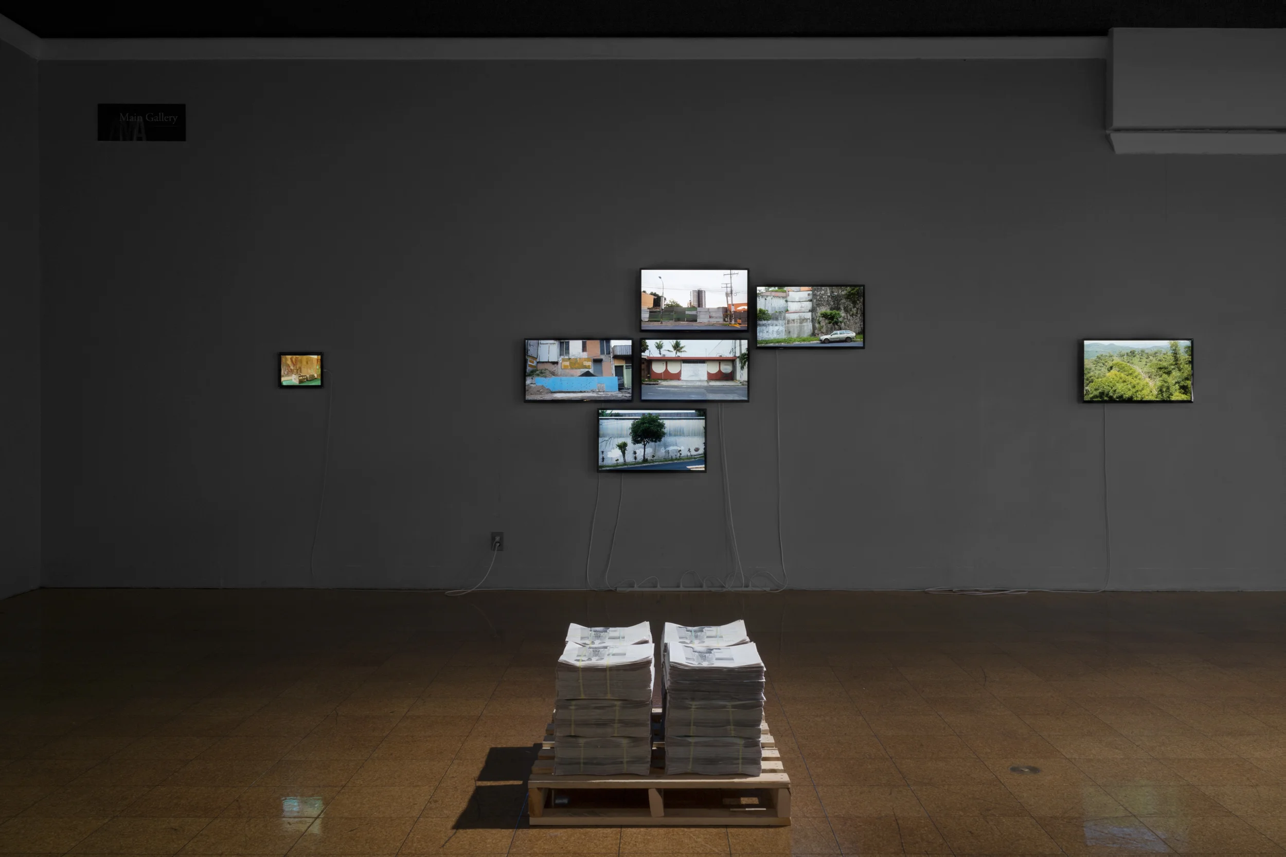   Pisar Pasos  (center) .  2018.   Installation View. 