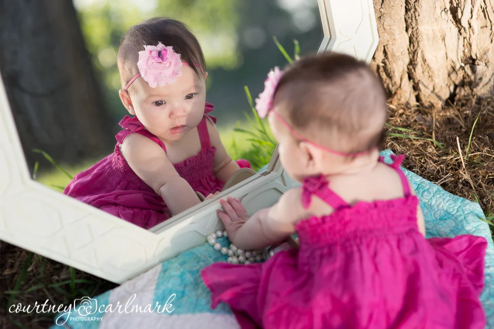 She liked looking at her reflection. 