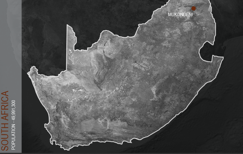   GPS Coordinates for the Mukondeni filter factory relative to South Africa (designed by Erin Root)  