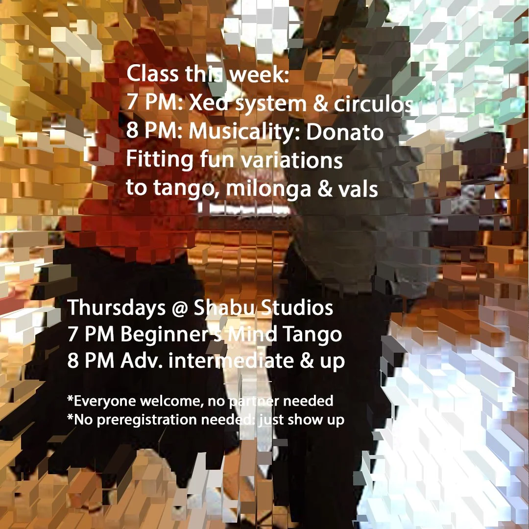 Two dancers practicing a tango footplay move