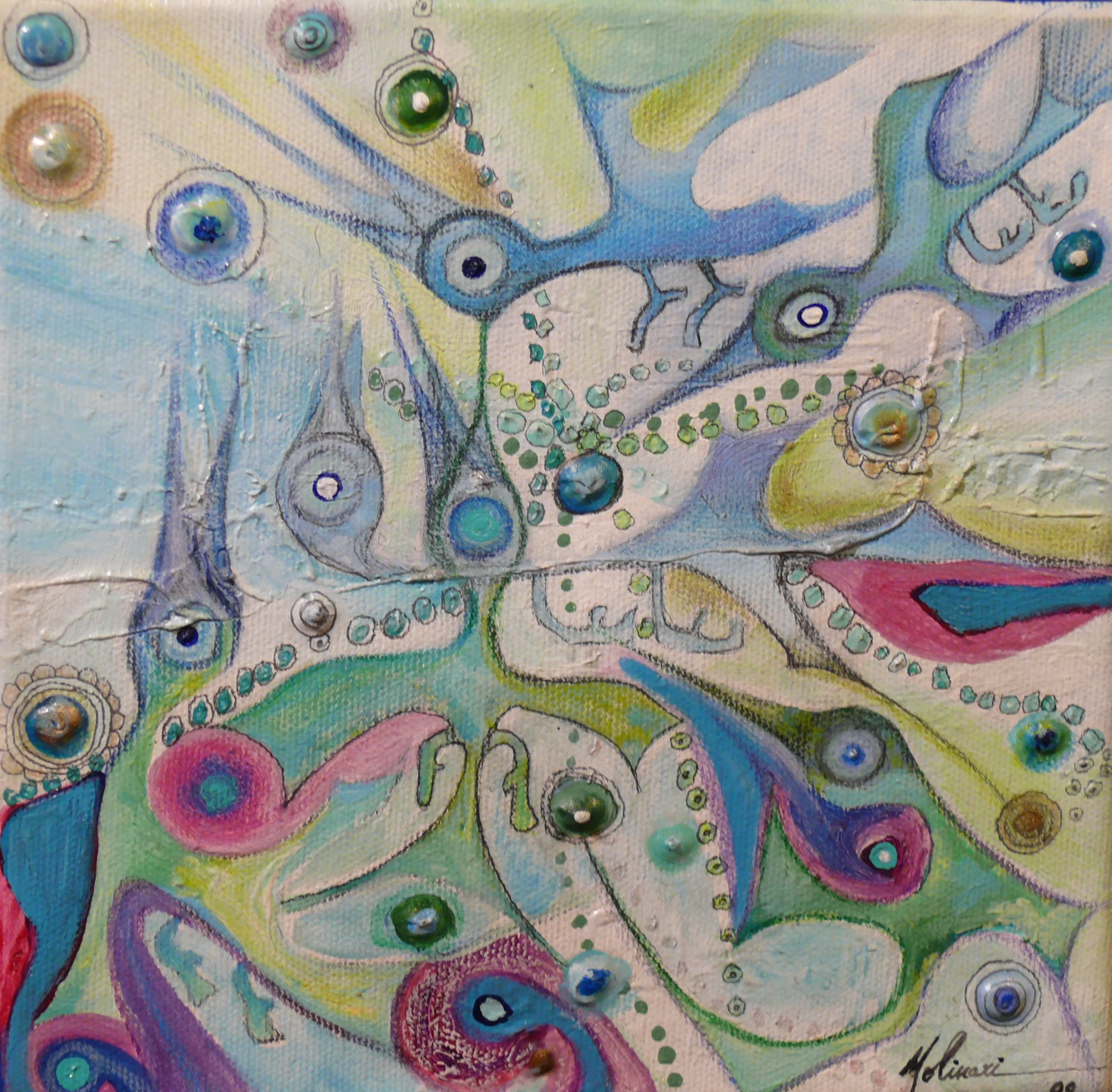 "Ten stories: Eating": mixed techniques - 20 x 20 cm