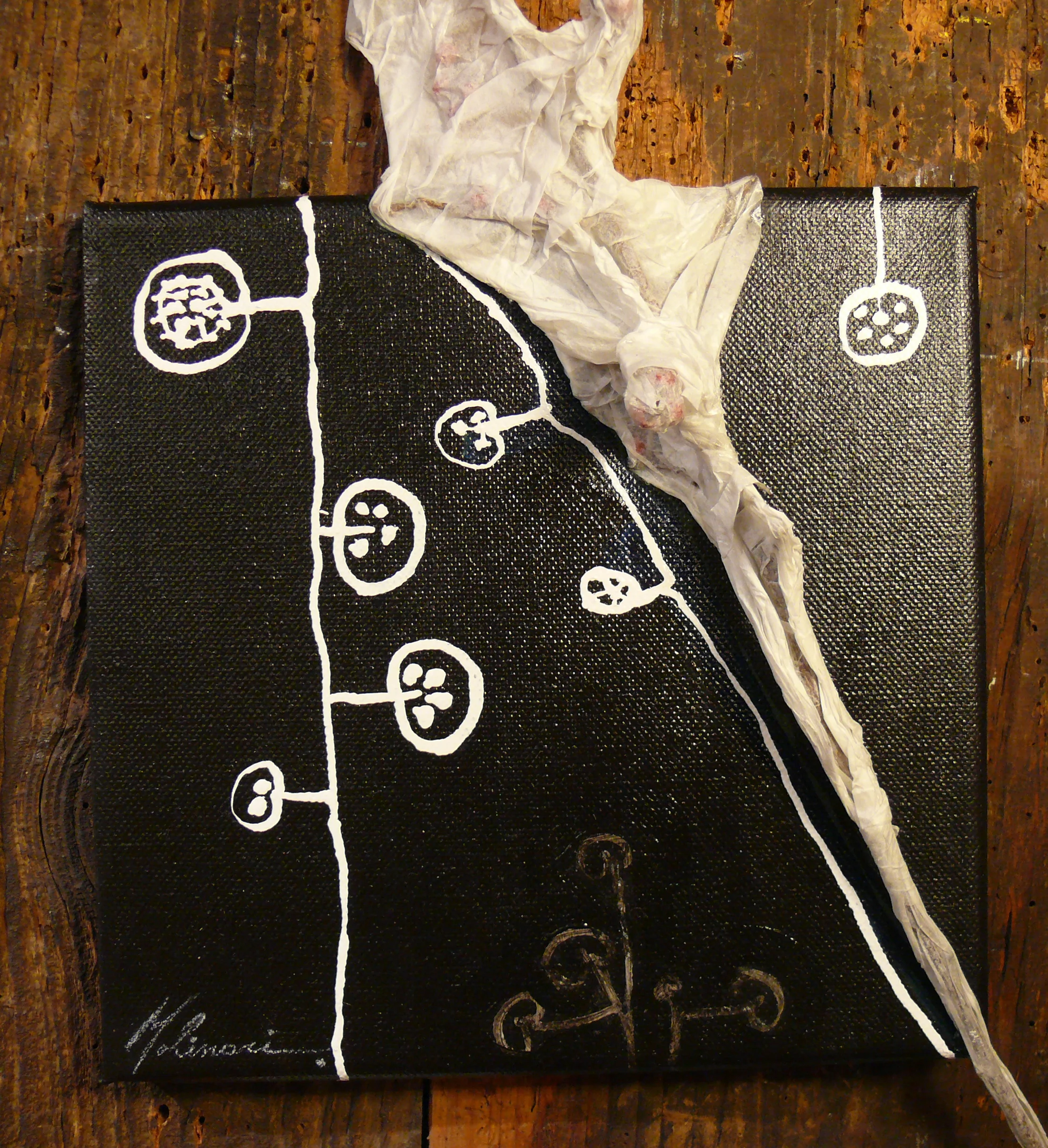 "Ten stories: Empacado": mixed techniques - 20 x 20 cm