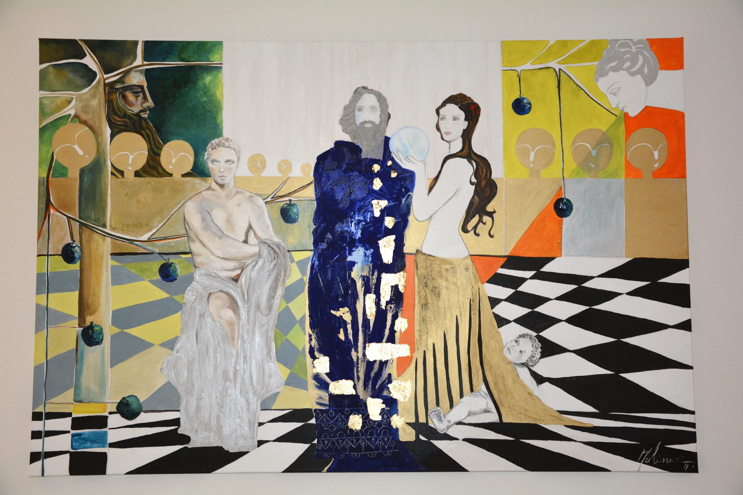 "Mana": Acryl, Gold leaves on Canvas - 100 x 150 cm