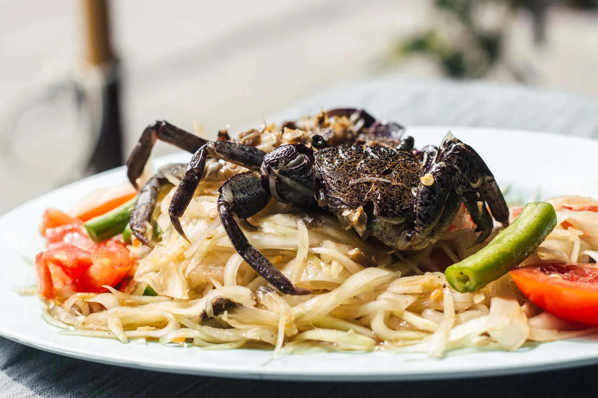 Papaya salad com siri na conserva