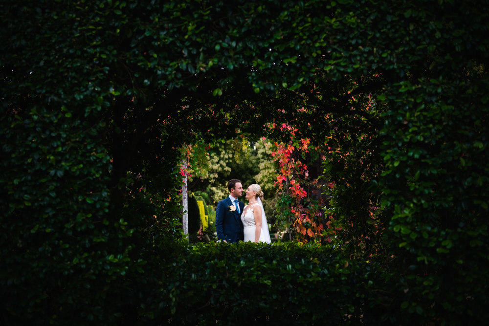Bride and Groom in garden