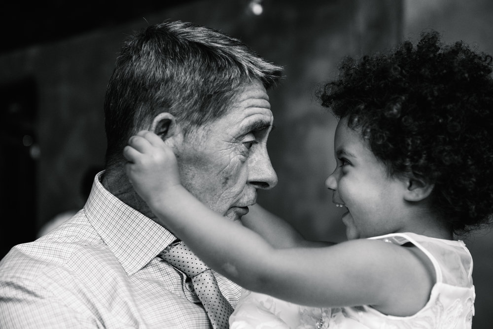 Father of the bride and flower girl