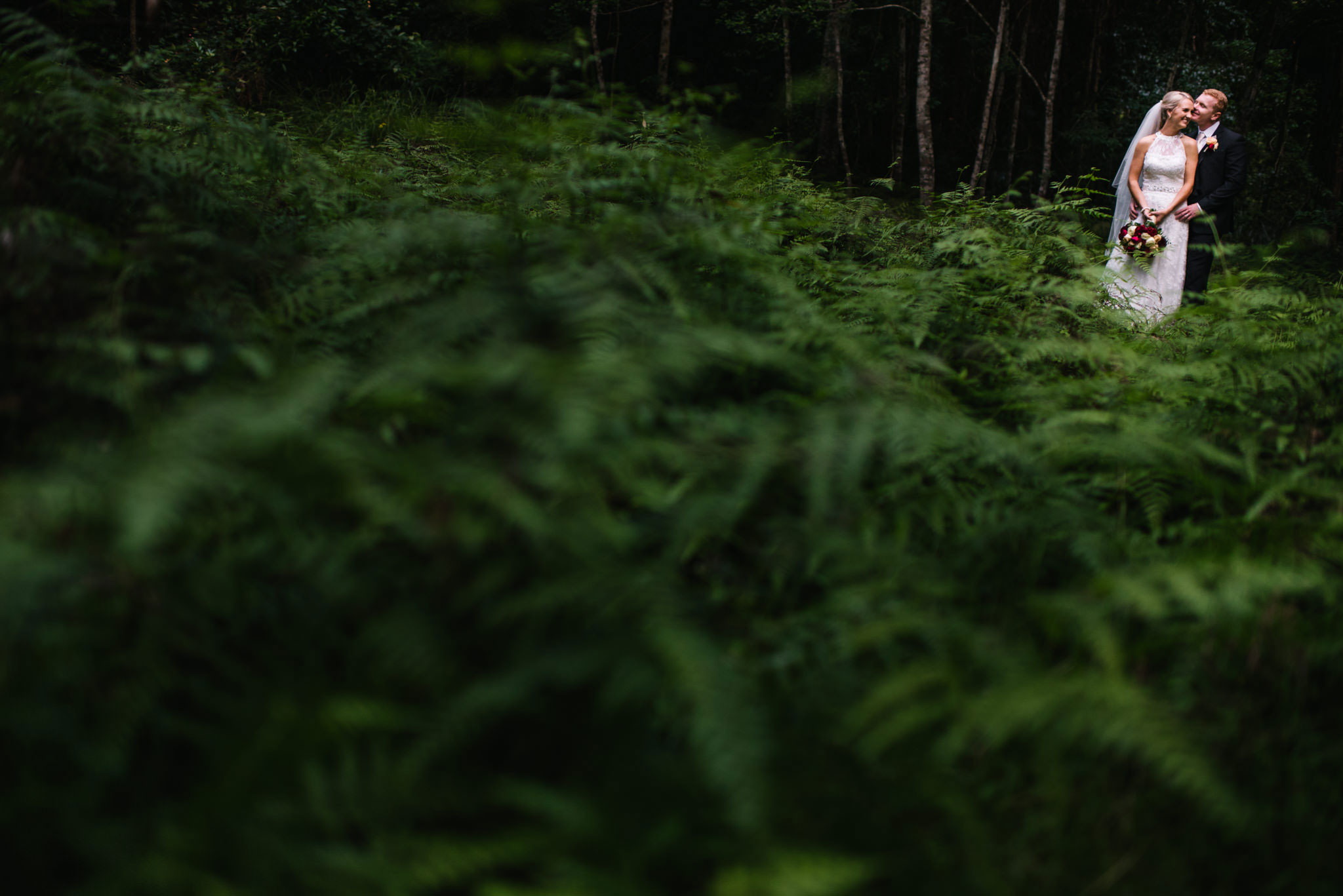 Bridal portrait in rainforest at Greenfield farm