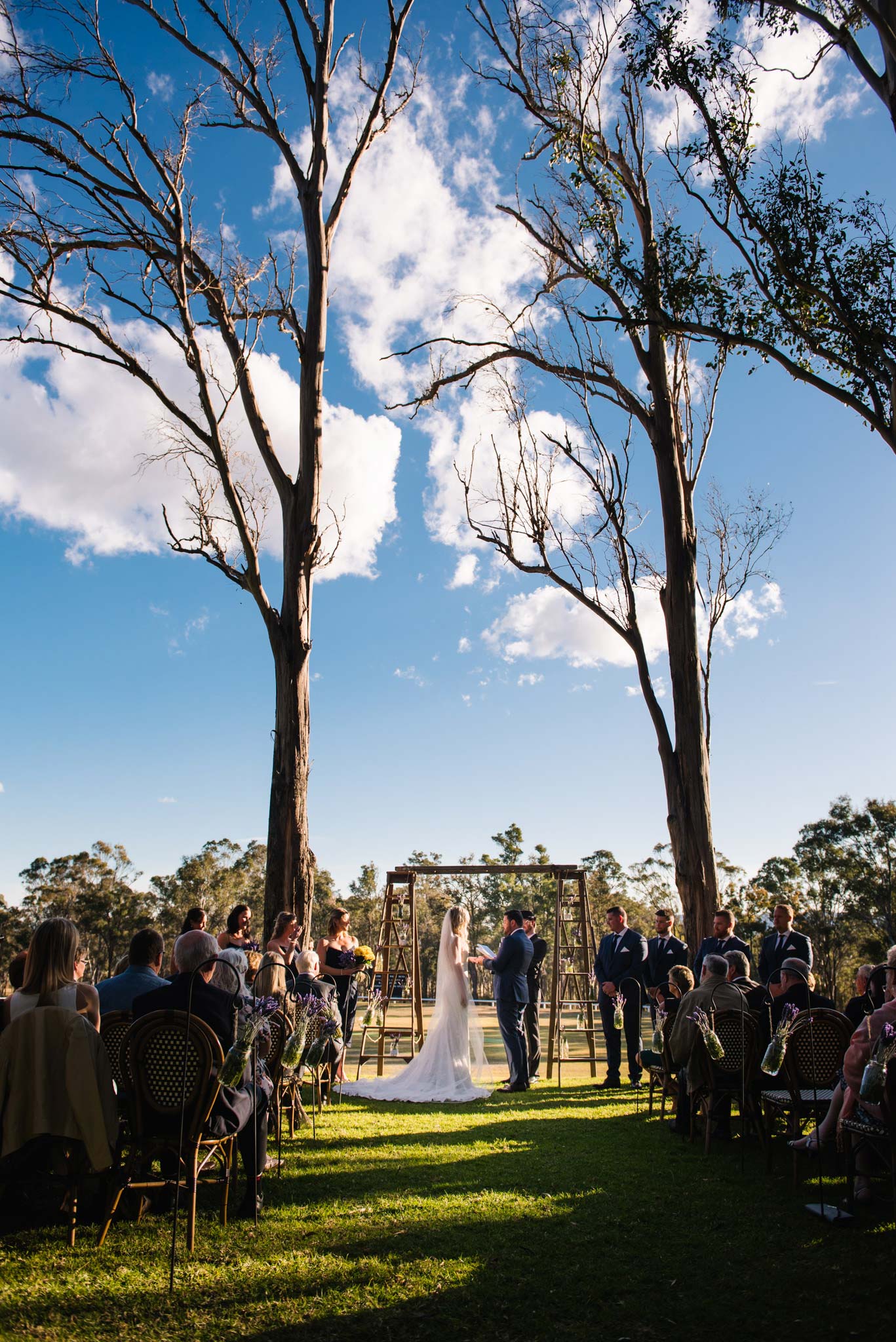 View of wedding ceremony at Wandin Valley Estate