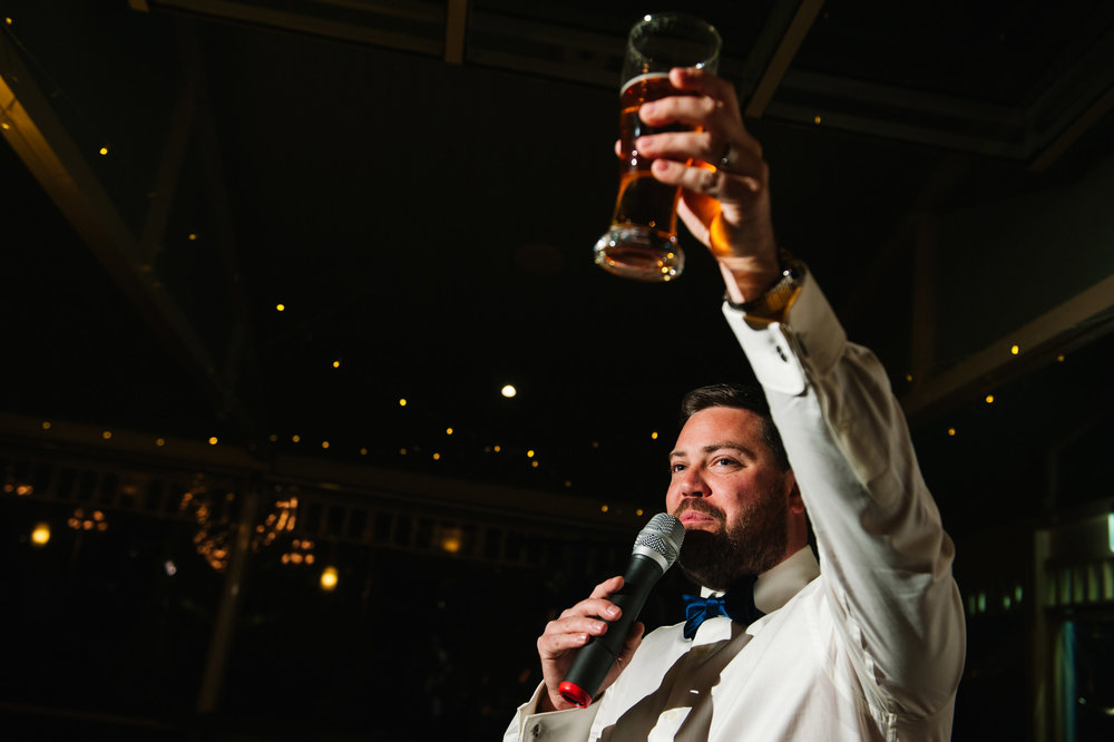 Groom toasting to his new bride