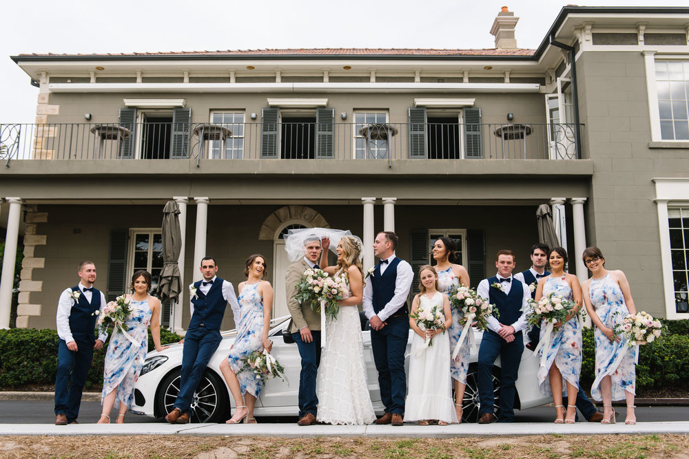Bridal party in front of Dunbar House, Watsons Bay