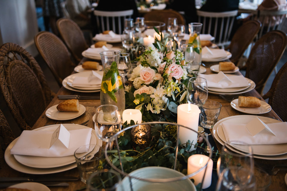 Wedding reception table setting at Watsons Bay Boutique Hotel
