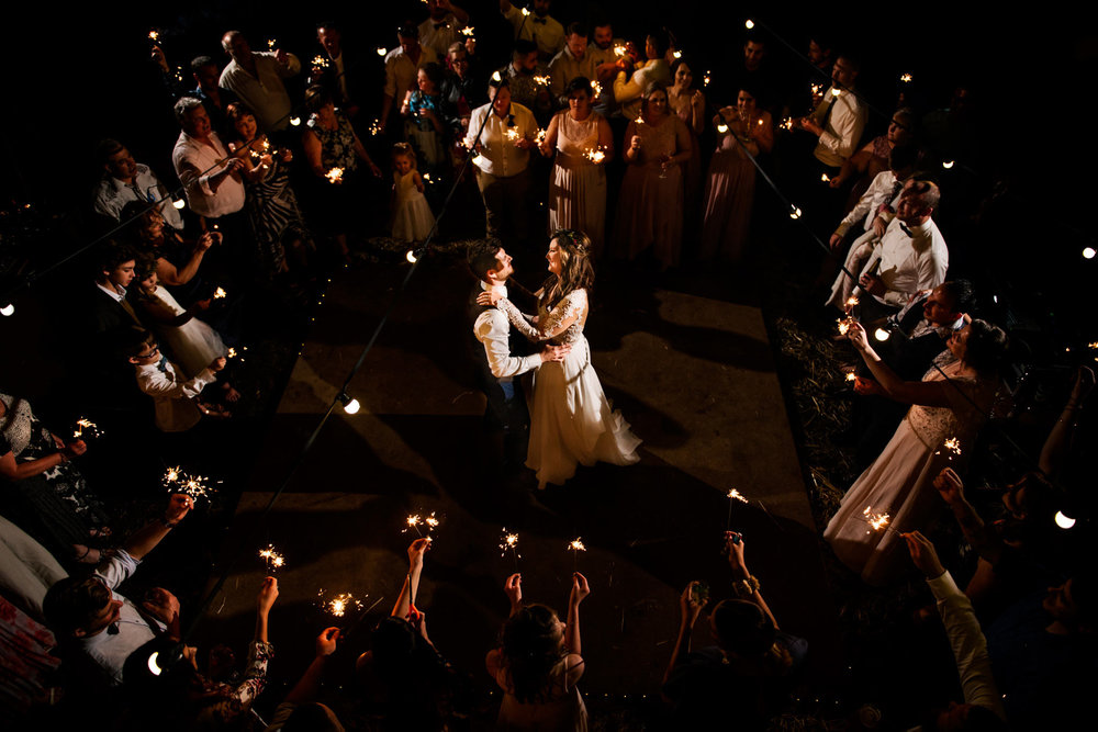 Romantic sparkler first dance