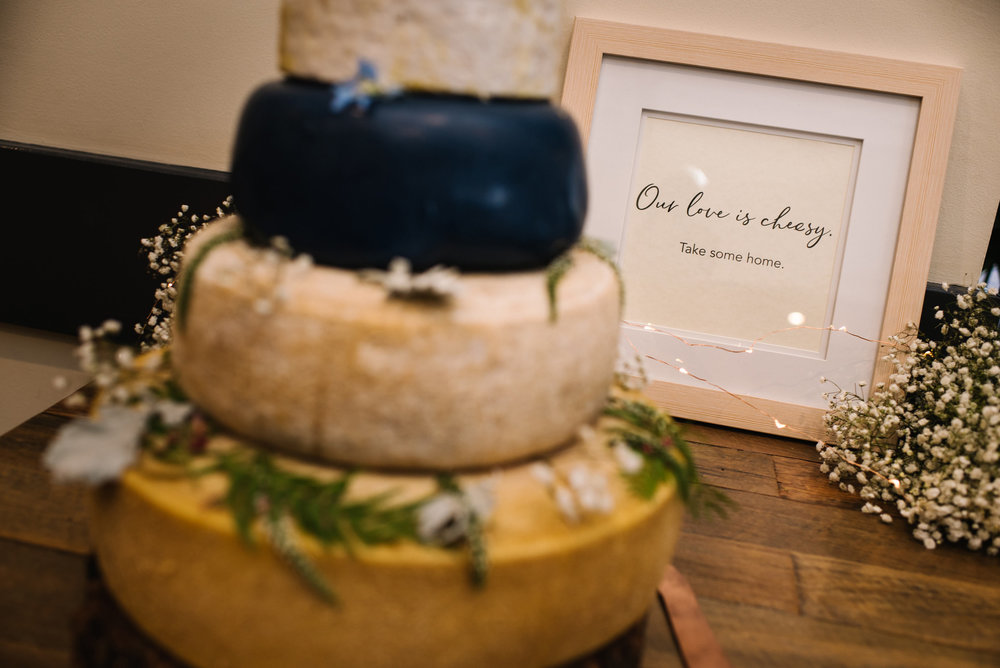 Cheese wheel wedding cake 
