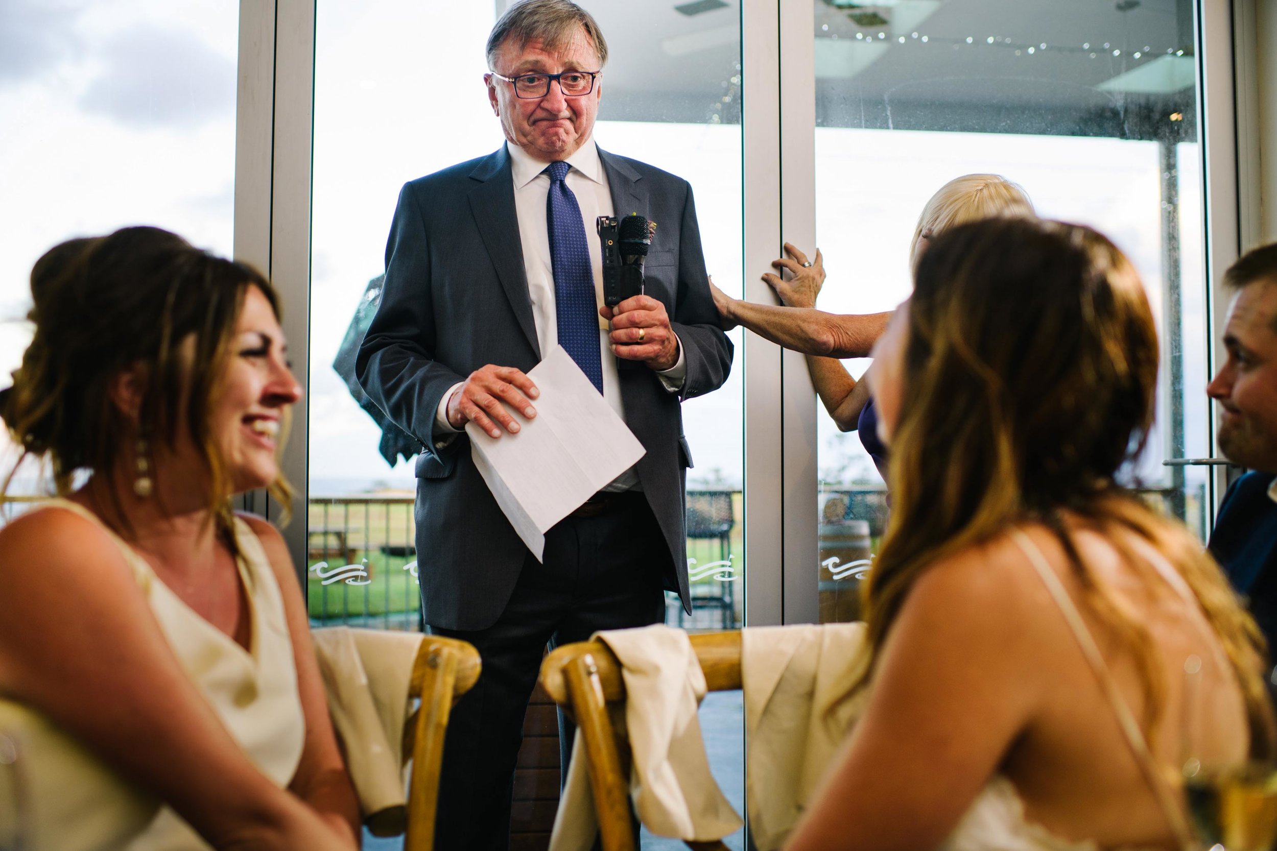 Father of the groom getting emotional during wedding speeches