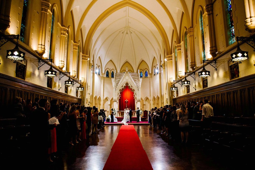 Wedding service in Cardinal Cerretti Memorial Chapel Manly