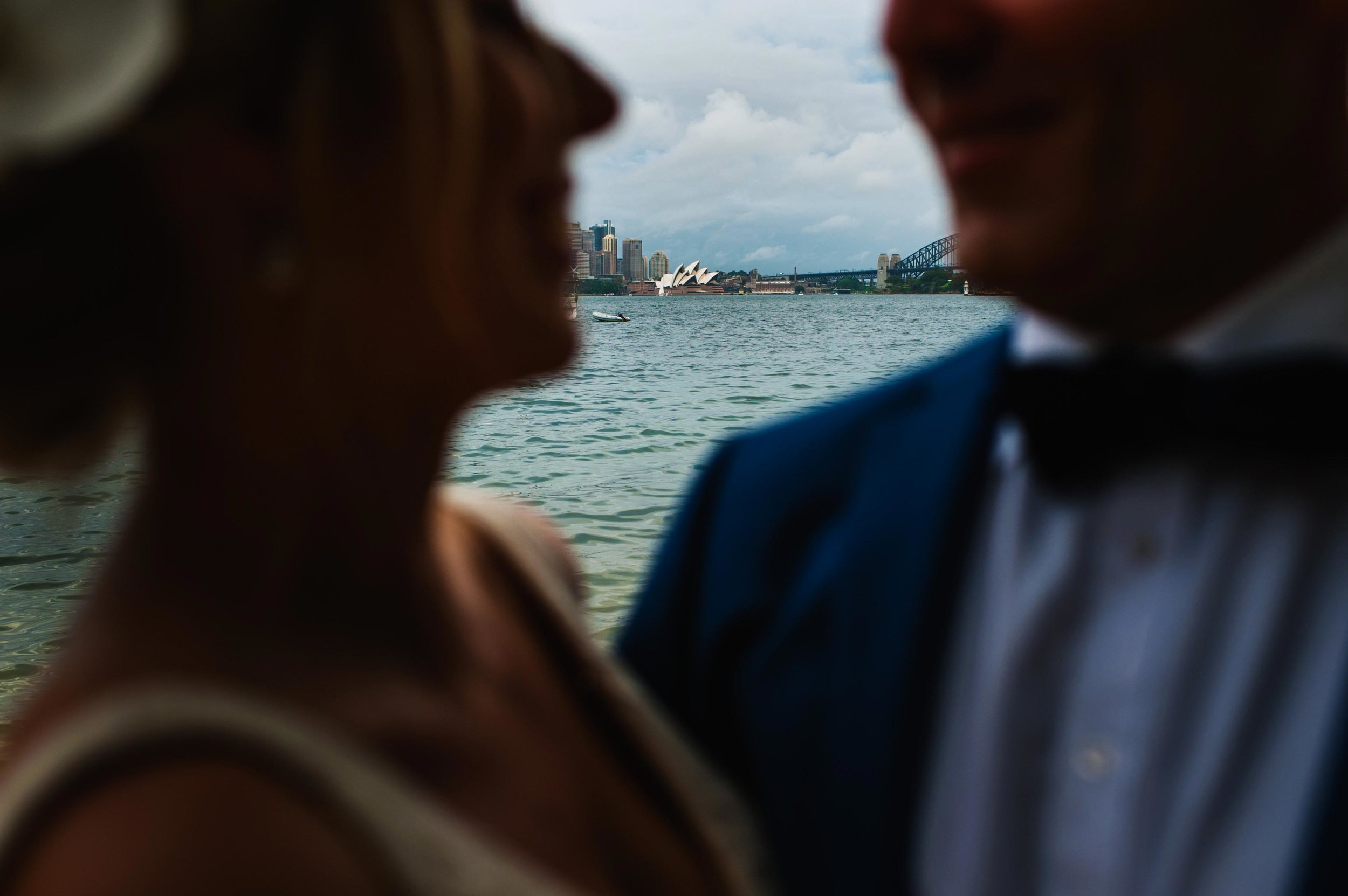 View of Sydney city between newlyweds taken from Mosman