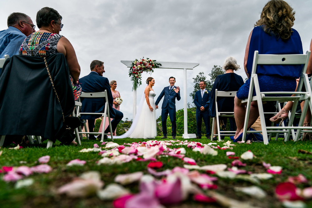 Newlyweds celebrate marriage at Manly wedding