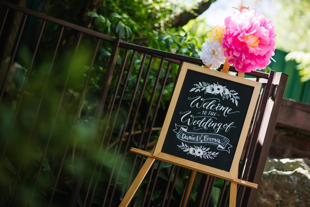 Chalkboard wedding entry board