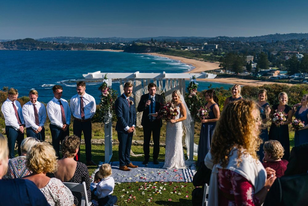 View of wedding ceremony on Northern Beaches Mona Vale headland