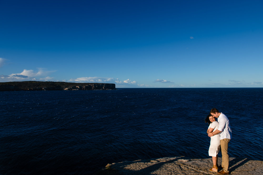 View of North Head and engaged couple