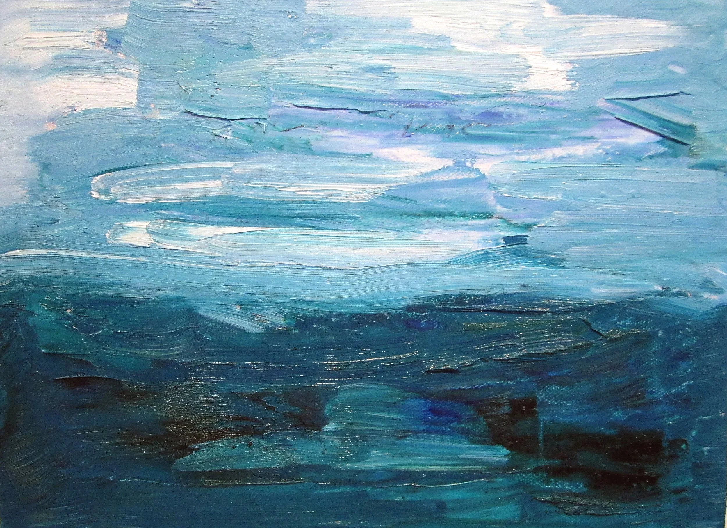 Jill Joy - Turquoise Ocean - oil on canvas- 12x14" SOLD