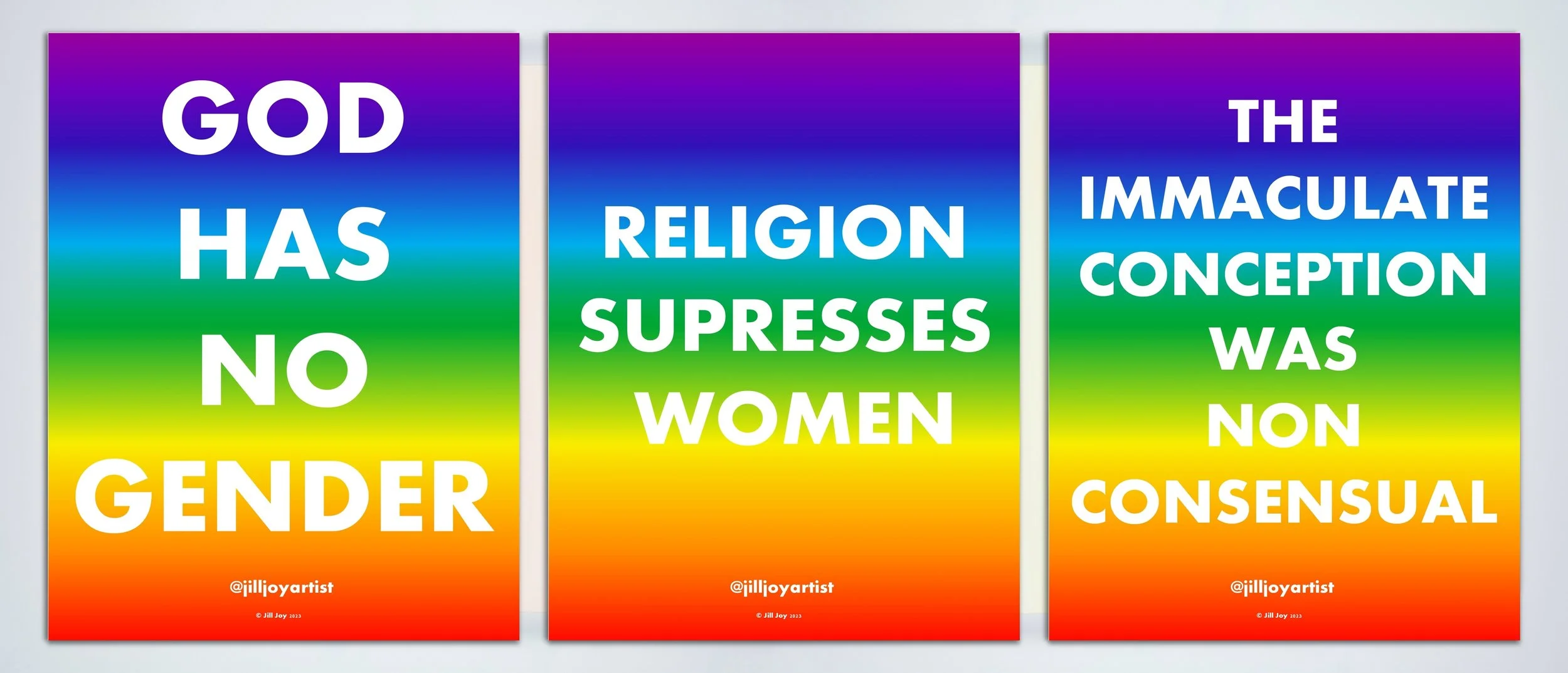 Jill Joy, The Holy Trinity, giclée print on aluminum, triptych, 24x54”, 2025