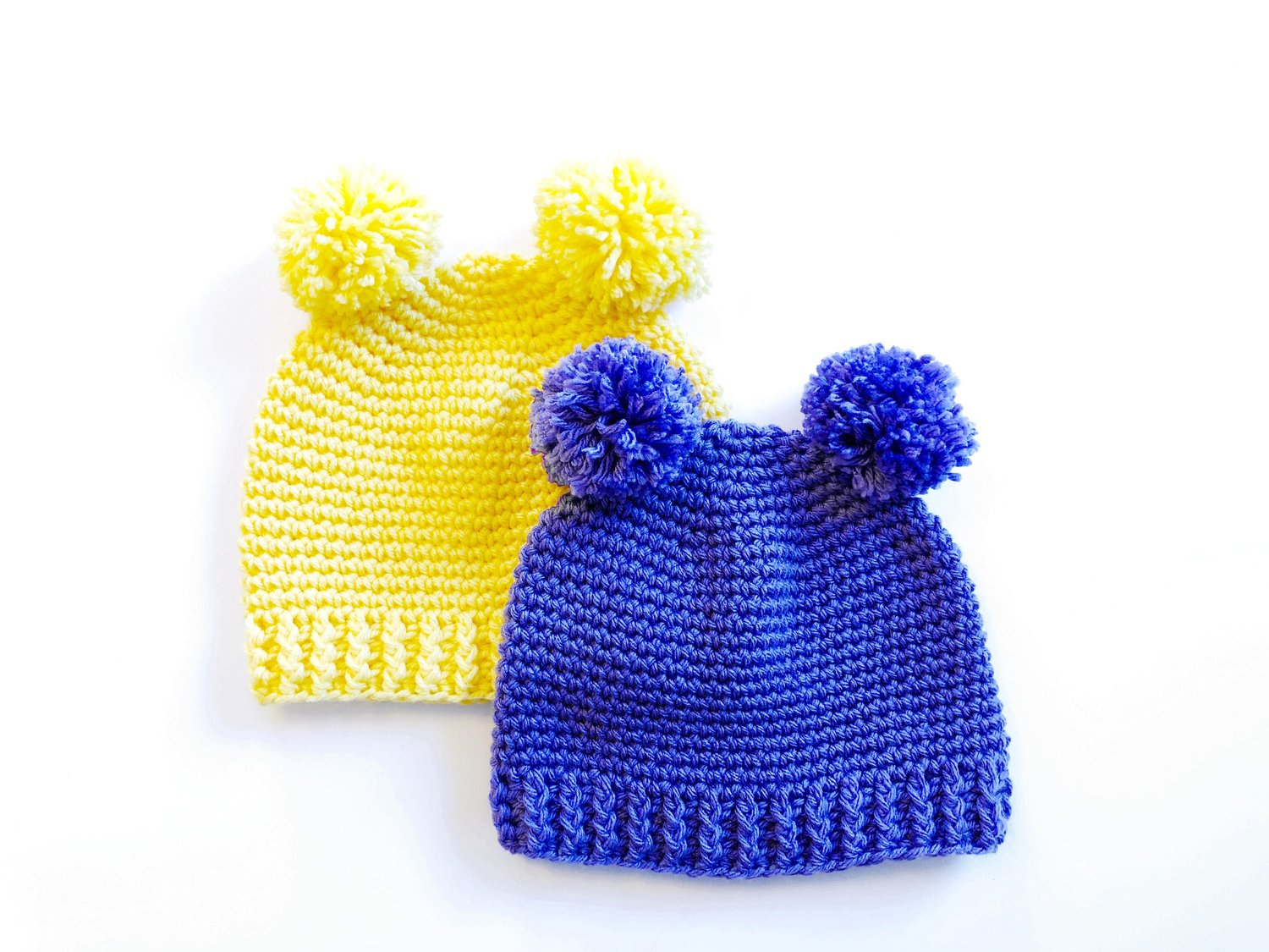 Dual Pom Poms Ball Knitted Baby Kid Caps Toddler Crochet Beanie