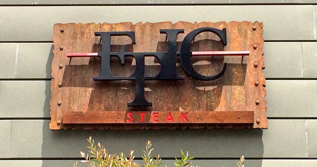 Photo of EPIC Steak sign outside of main entrance