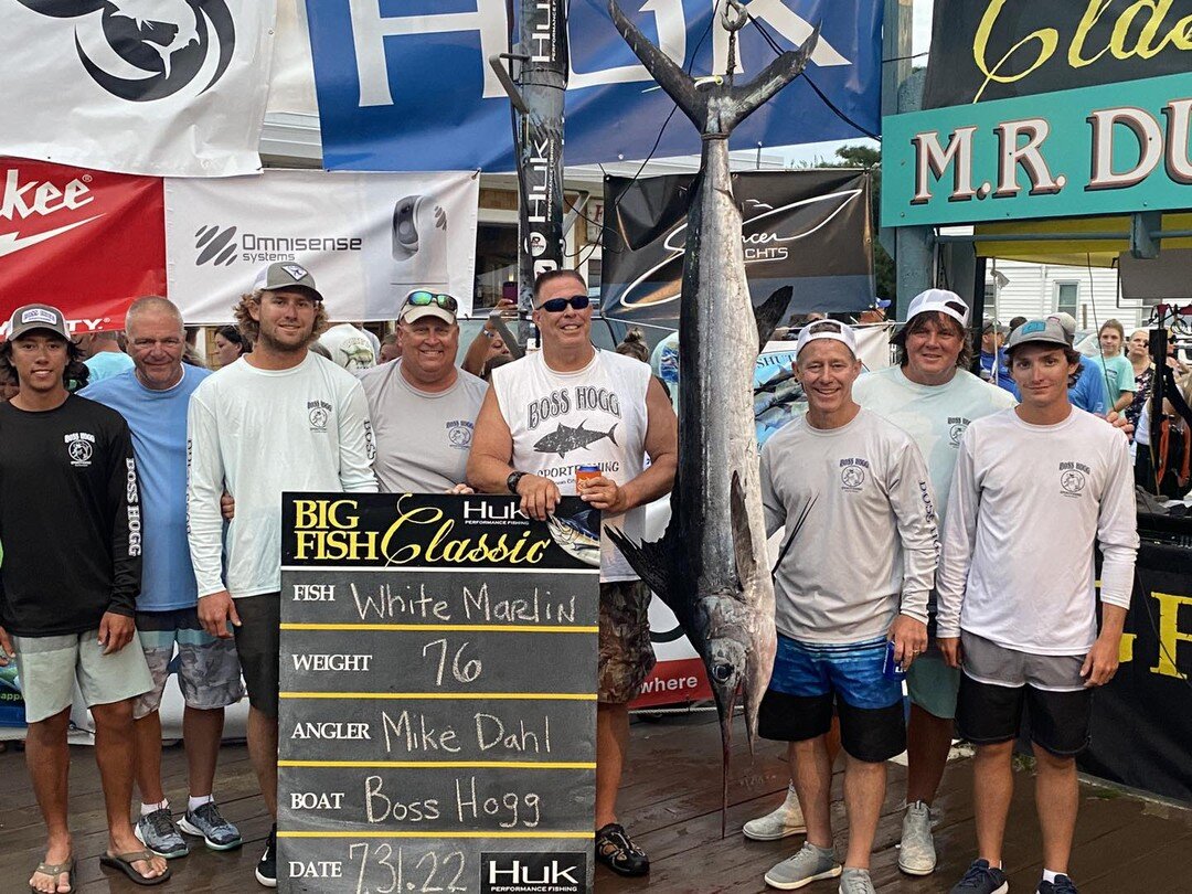 Boss Hogg with the only qualifying white marlin so far!! 76 pounds and currently worth $225,000!!!

Still live at www.bigfishclassic.com