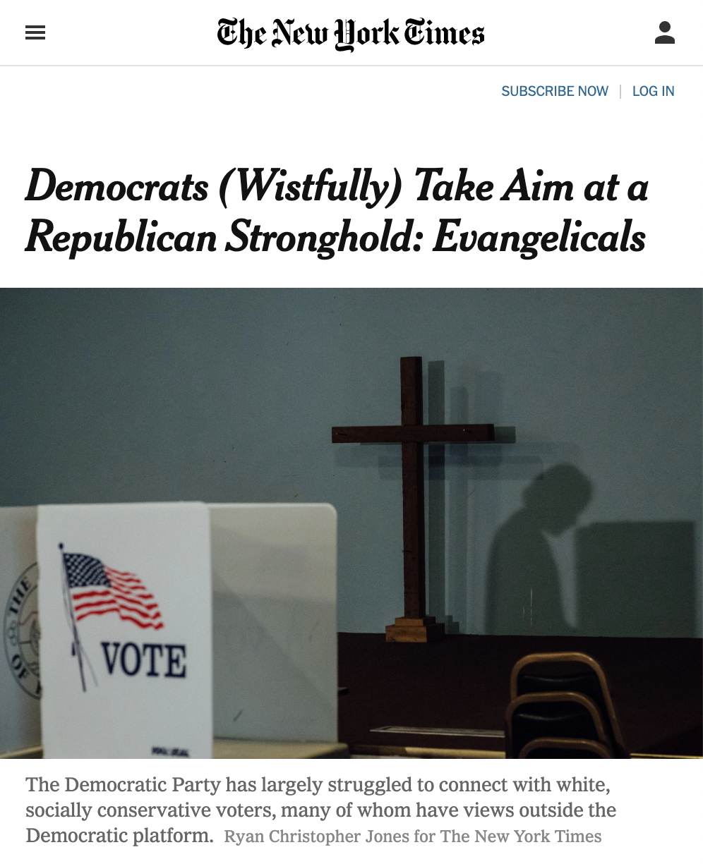 Democrats (Wistfully) Take Aim at a Republican Stronghold: Evangelicals