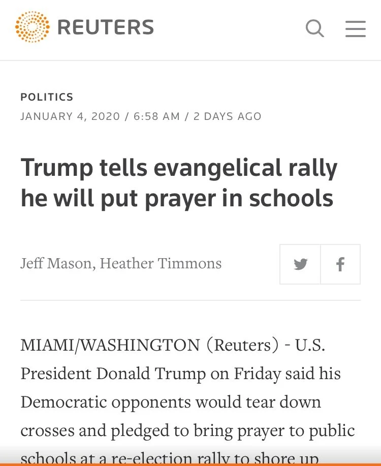 Trump Tells Evangelical Rally He Will Put Prayer in Schools