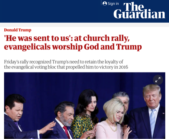 'He Was Sent to Us': at Church Rally, Evangelicals Worship God and Trump