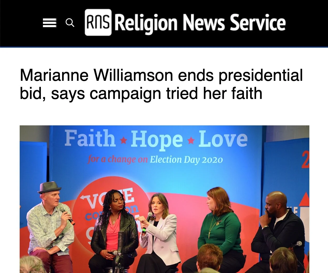 Marianne Williamson Ends Presidential Bid, Says Campaign Tried Her Faith