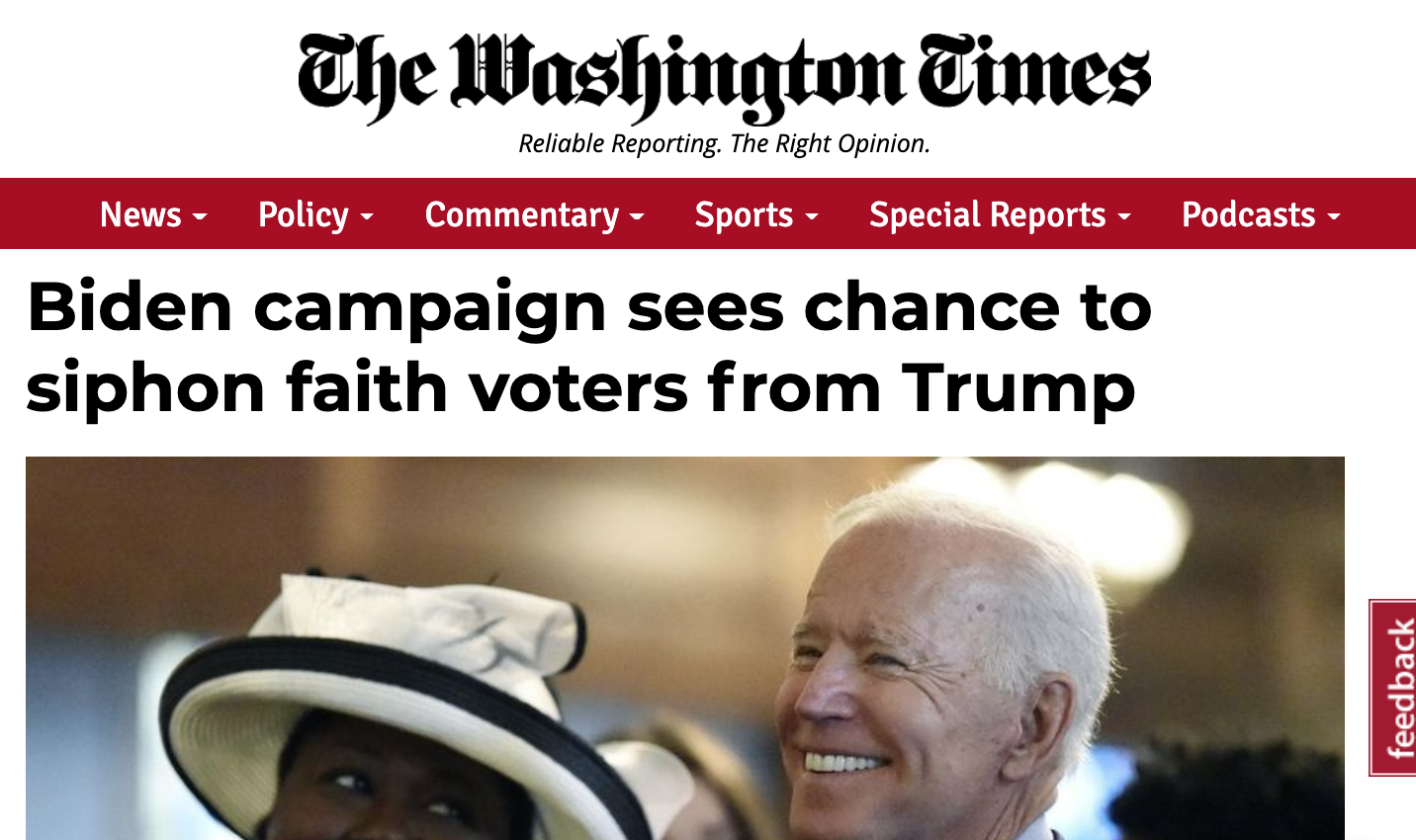 Biden Campaign Sees Chance to Siphon Faith Voters from Trump