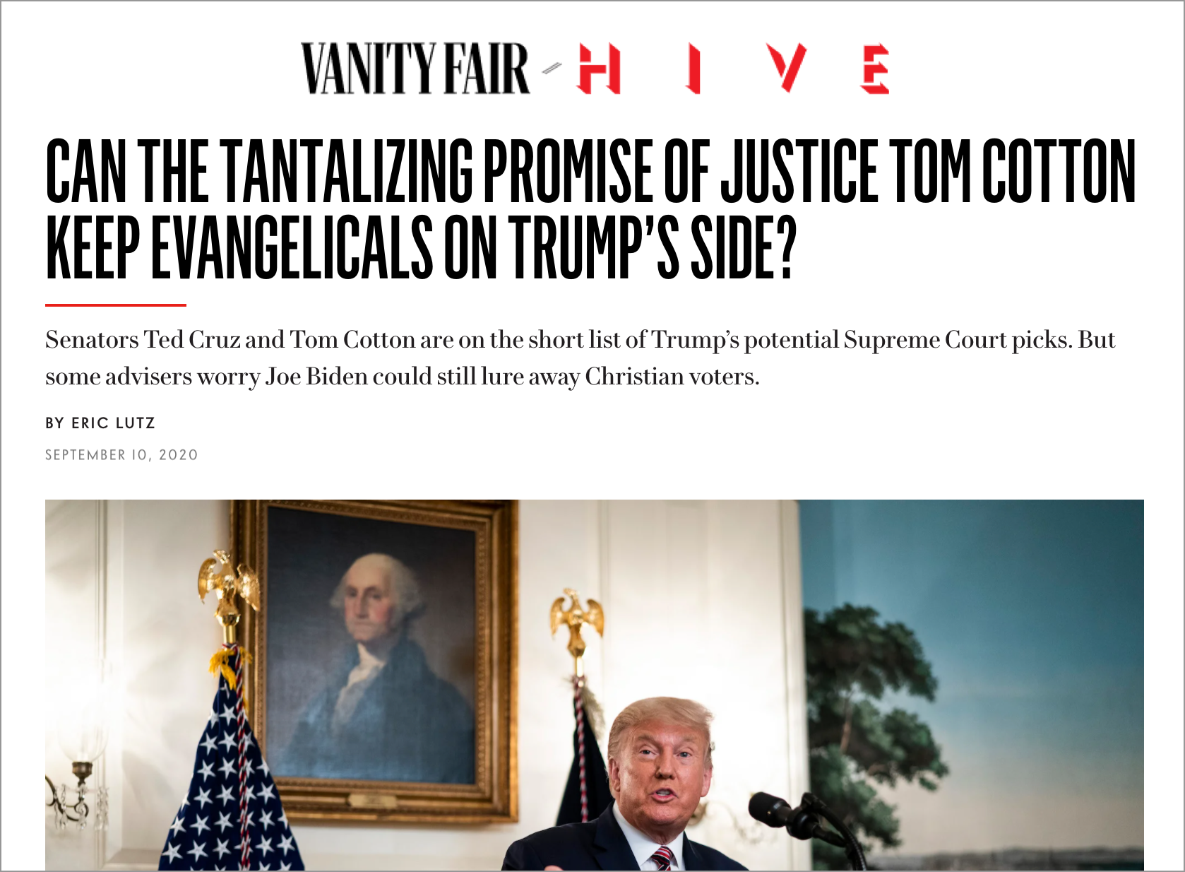 Can the Tantalizing Promise of Justice Tom Cotton Keep Evangelicals on Trump’s Side?