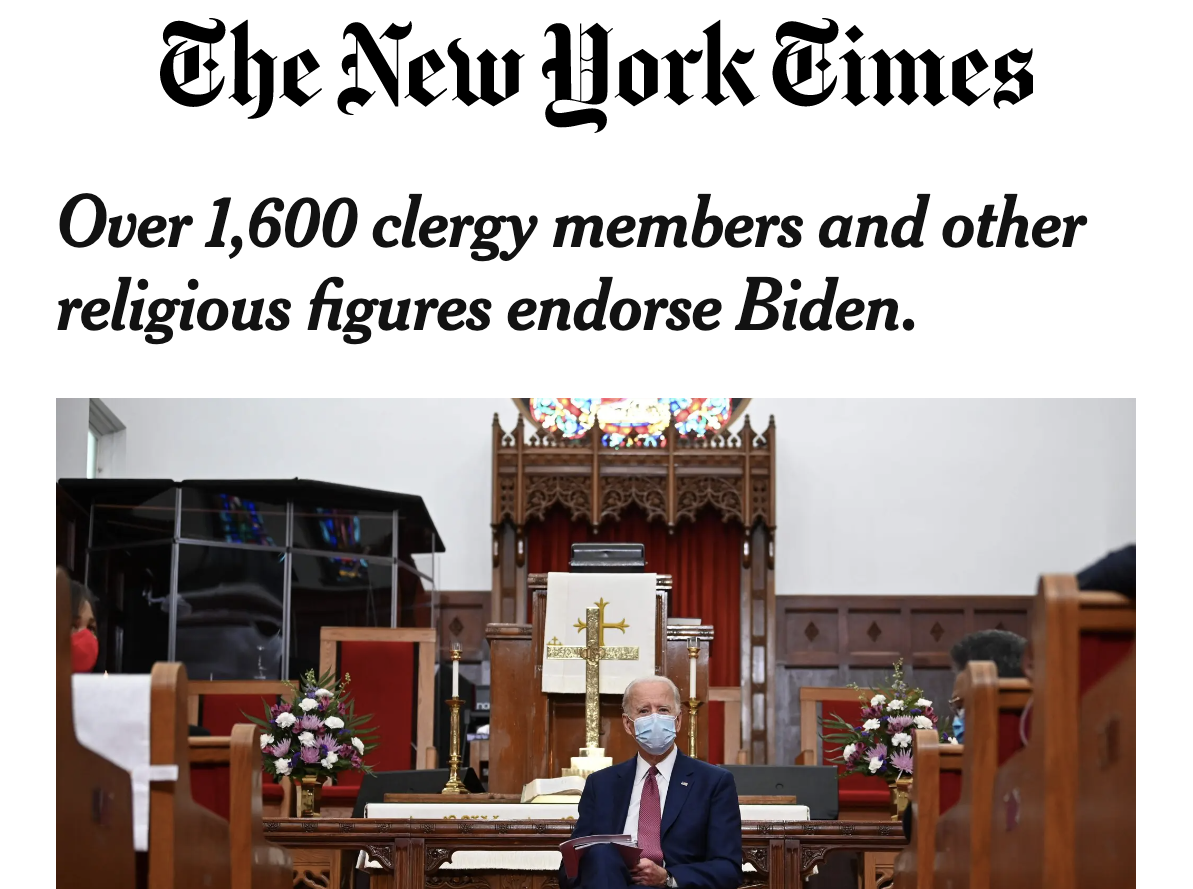 Over 1,600 clergy members and other religious figures endorse Biden