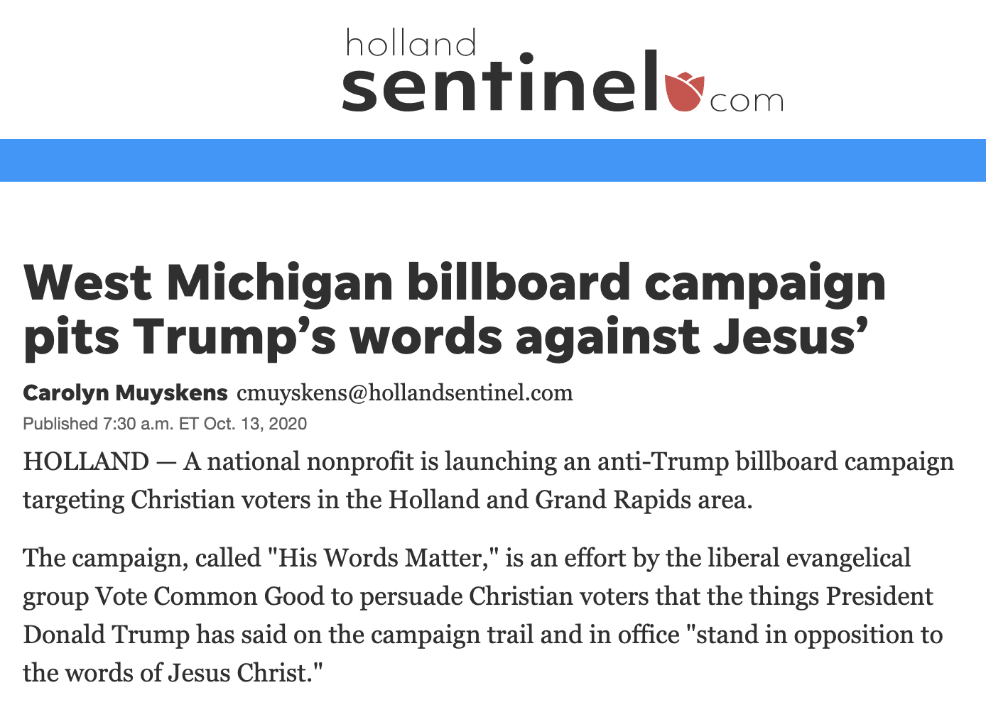 West Michigan billboard campaign pits Trump’s words against Jesus’