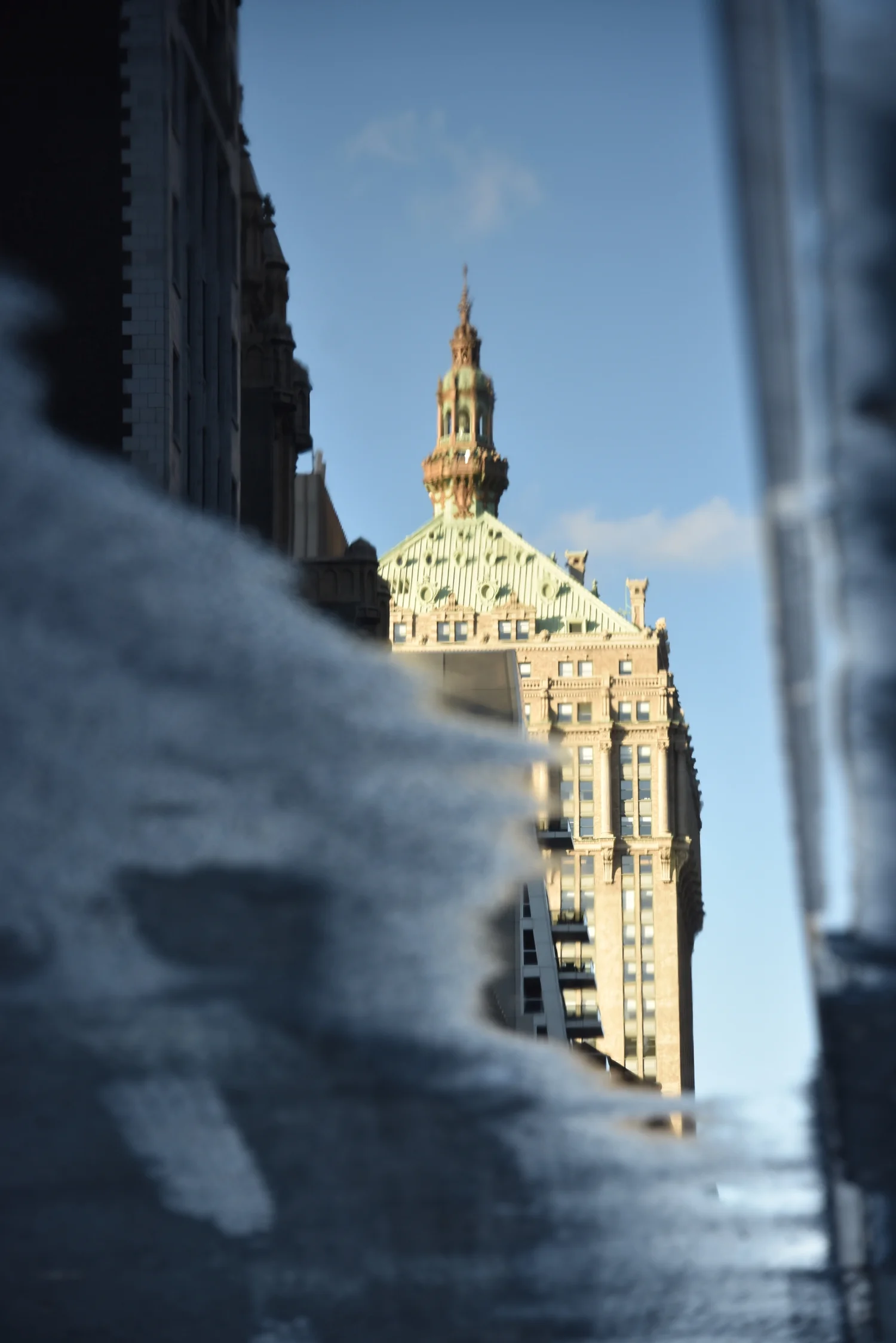 Reflection of Building in a Puddle in the Street