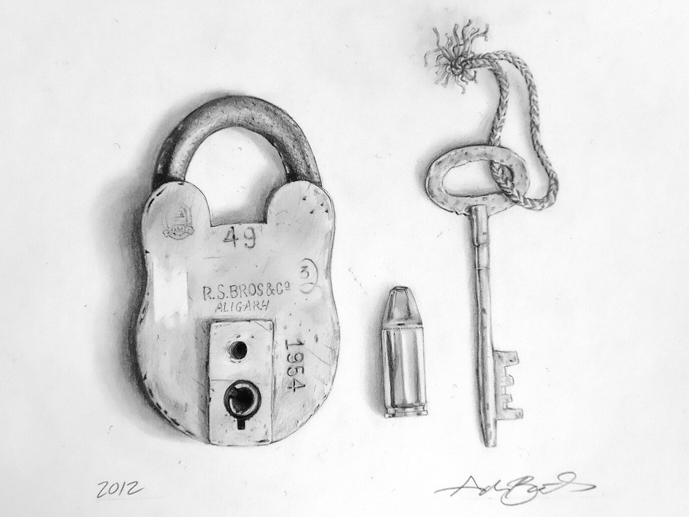 pencil-sketch-lock-key