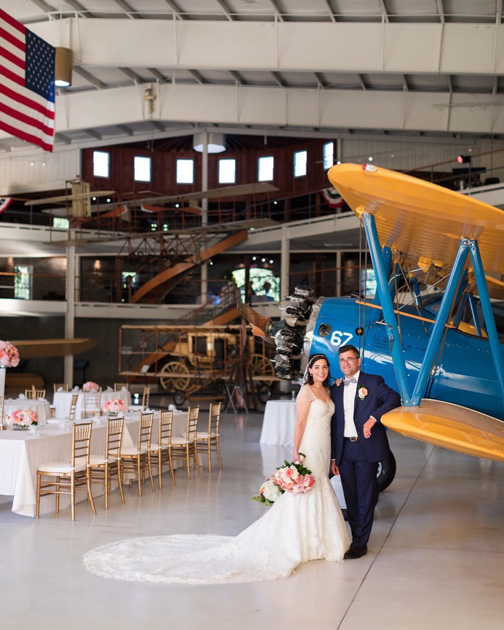 Christina and Peter were able to make last minute adjustments to their (already) rescheduled wedding and found this incredibly cool venue just in the nick of time. Whaaaat. 🙌🏻 ✈️✨

_

✈️ Venue: @americanheritagemuseum 
🍴Caterer: @tastings_caterers