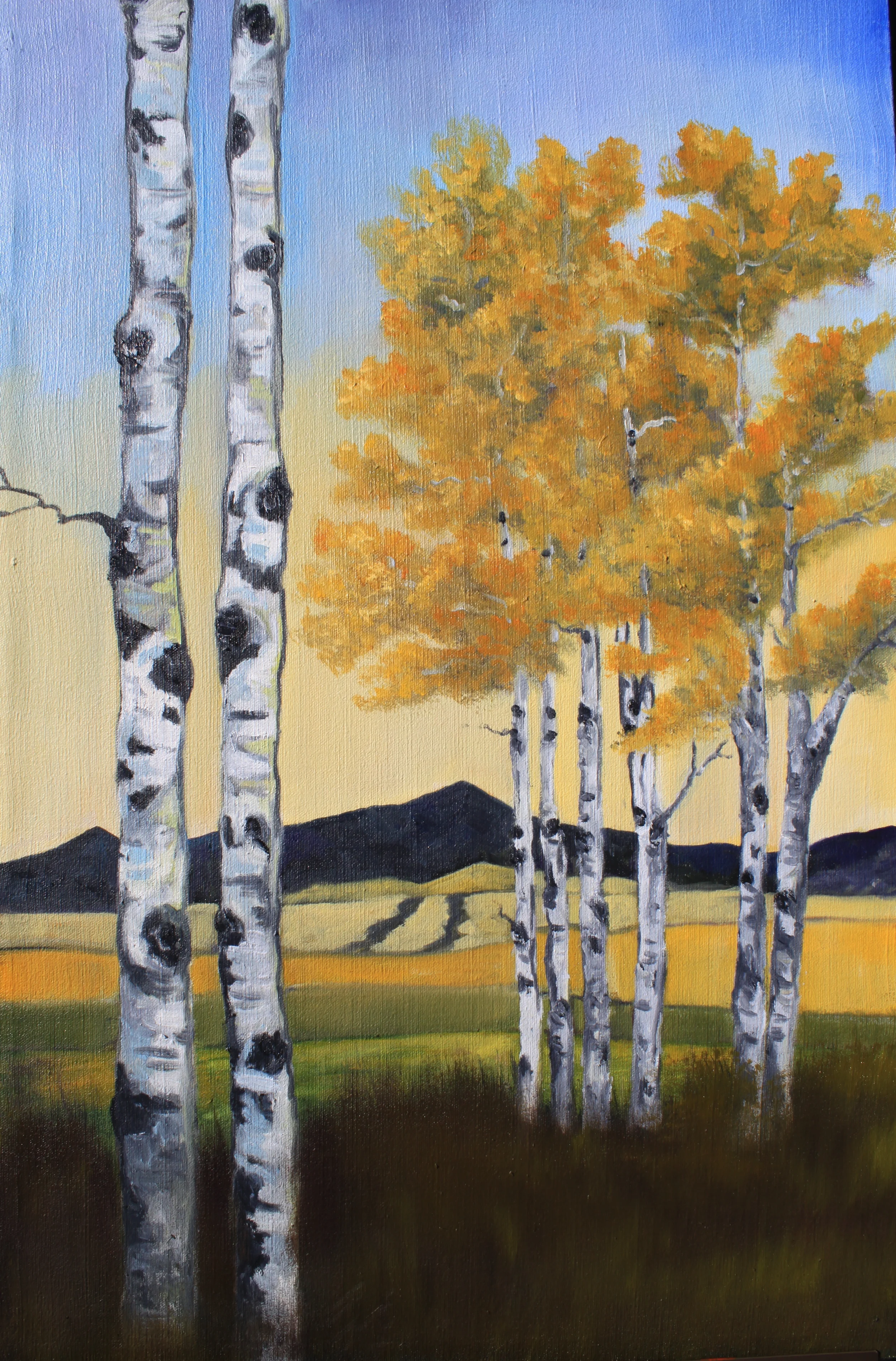 SOLD Mount Ellis Aspens 18x36 Framed sold