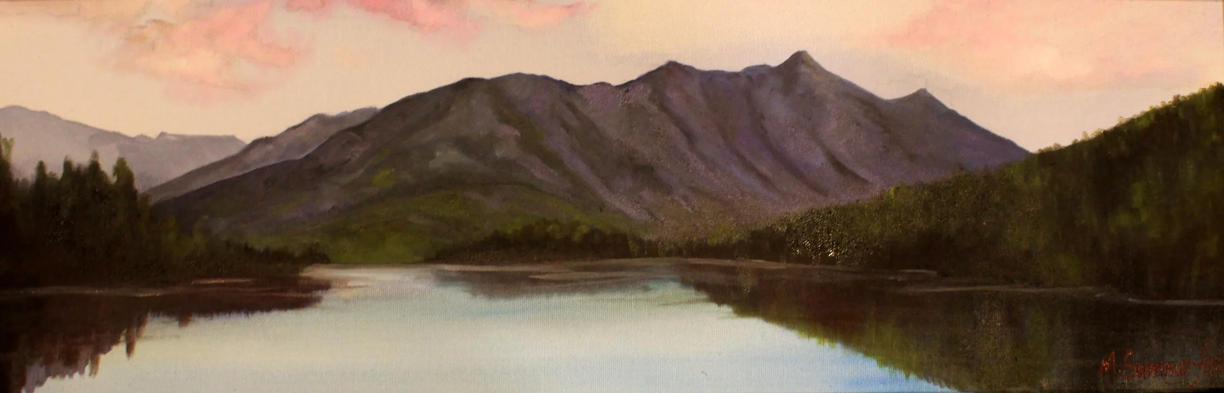 SOLD Evening Sun on Hyalite Resevoir 2015 8x24 