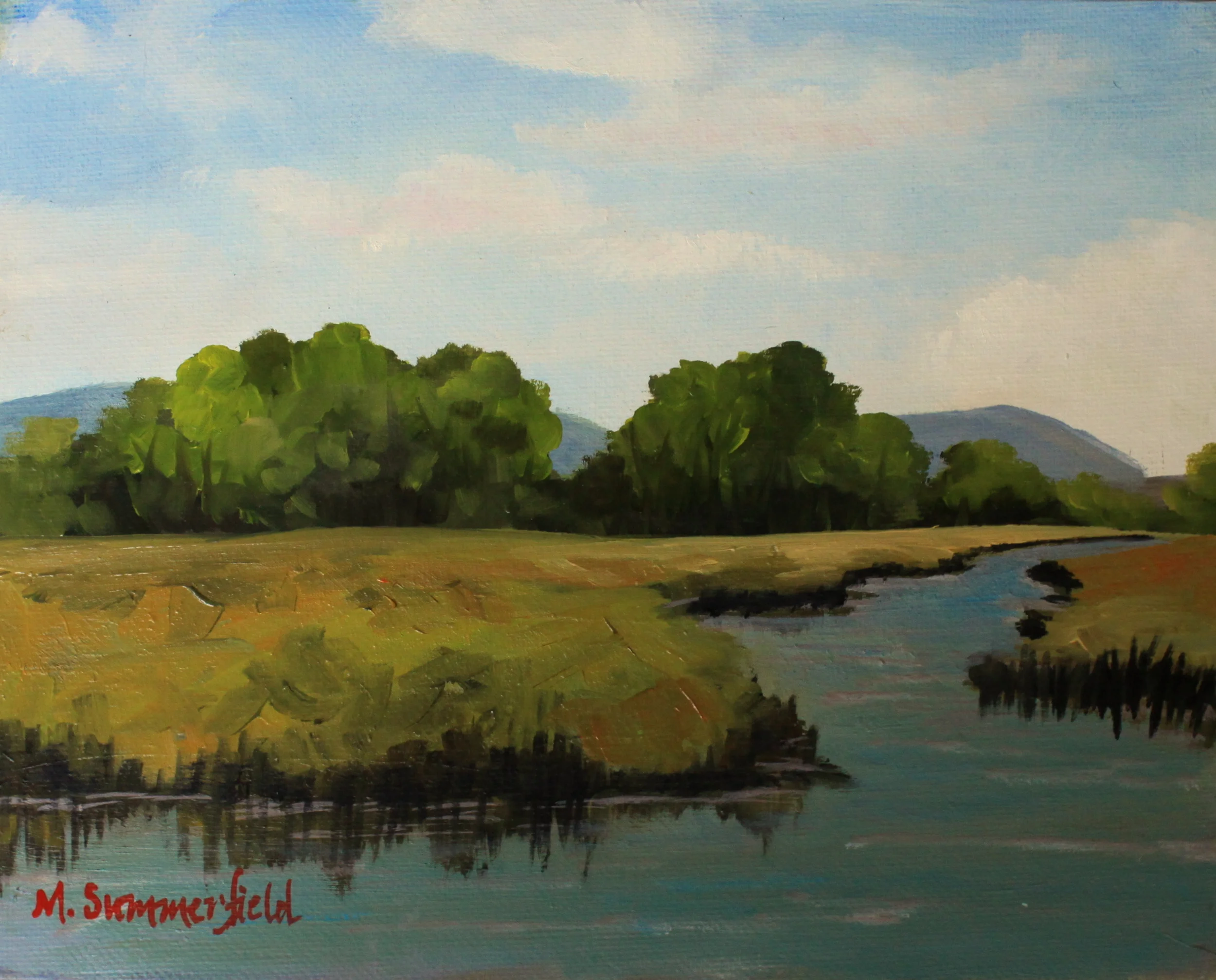 SOLD Reflections of the Madison on the Three Forks 8x10 OIL sold