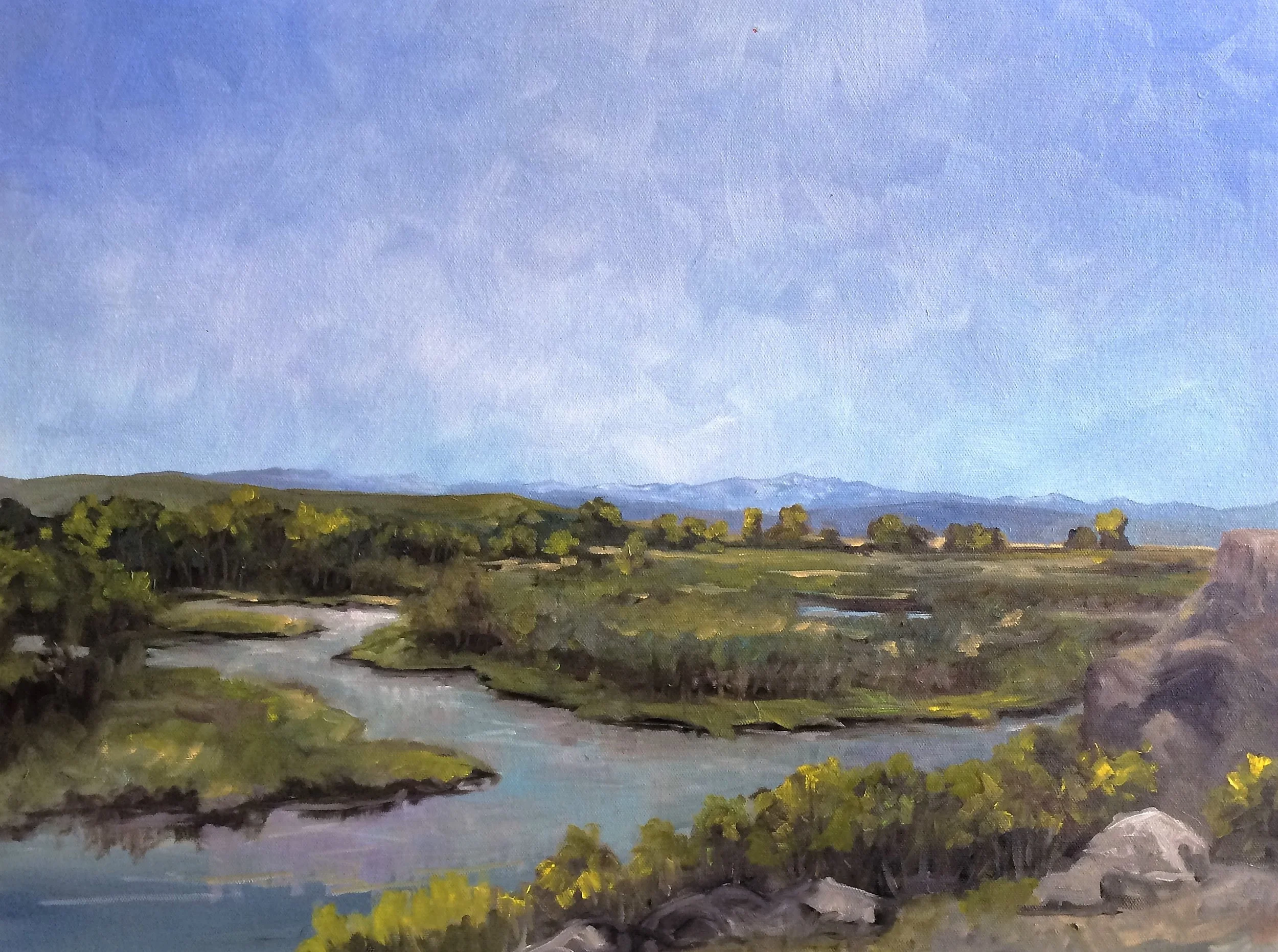 SOLD Through the Eyes of Lewis and Clark Series: Fort Rock view of the Gallatin River at Headwaters State Park 18x24 Oil SOLD