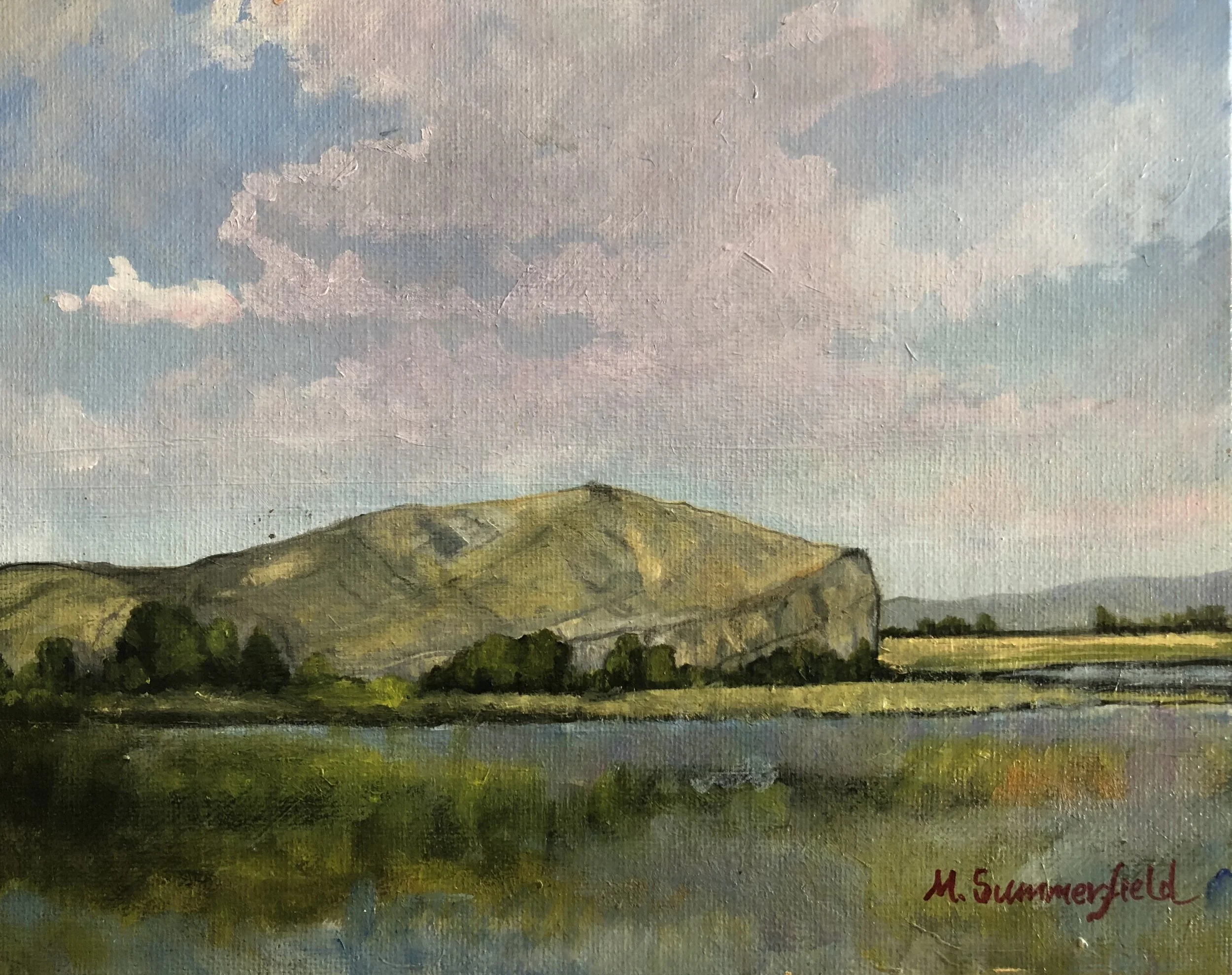 BEAVERHEAD ROCK, DILLON MT 8X10 $225 OIL, CANVAS PANEL, FRAMED
